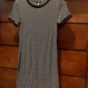 black and white striped body con dress